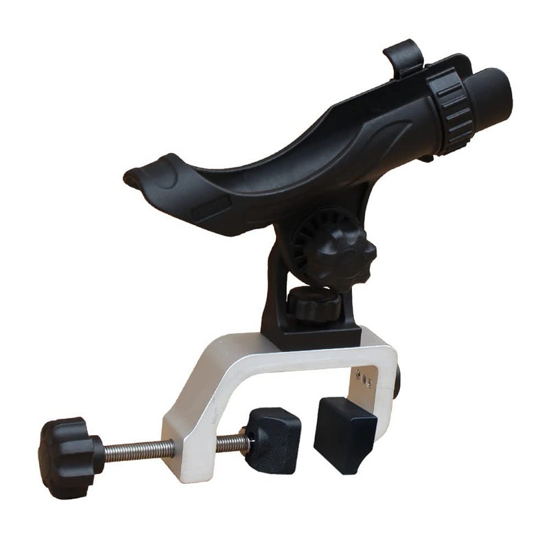 Brocraft حامل قضيب Brocraft Power Lock قابل للتعديل بالكامل مع مشبك فتح كبير من الألومنيوم / حامل قضيب قارب جون / مشبك على حامل القضيب - Image 1